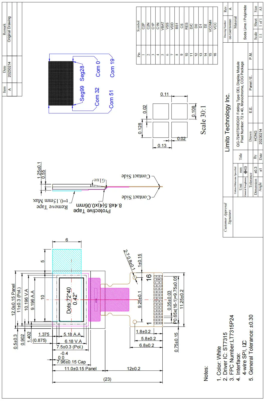 0.42 Inch Monochrome OLED Display 72X40 Resolution Small OLED Display Panel