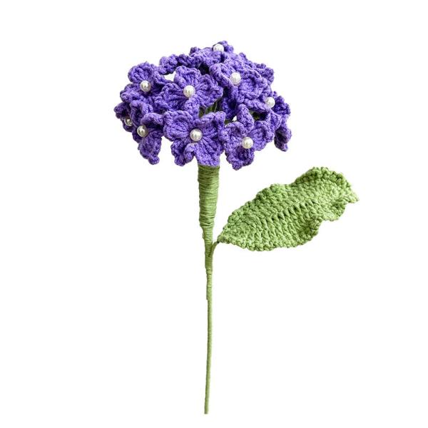 9x45cm Handmade Crochet Hydrangea Bouquet Faux Floral Decor for Wedding Gifts Knited Pile