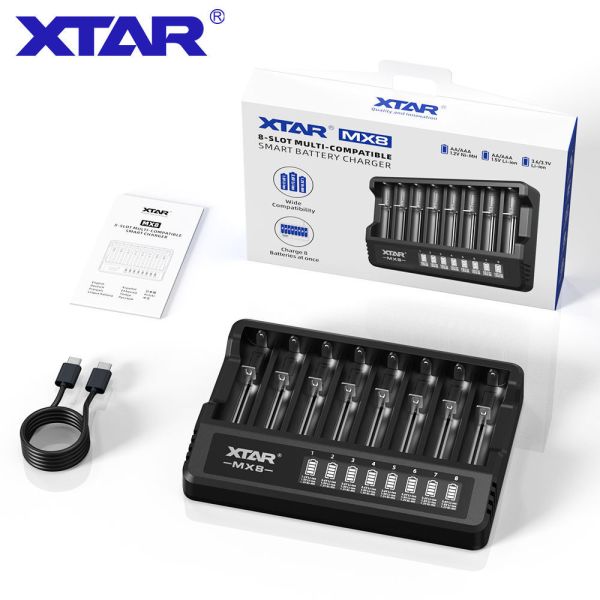 8 Channels Smart Battery Charger  LCD Display Smart Battery Charger Black