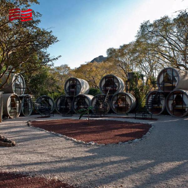 SCULPTURE Custom Print Method for Unique Self-Contained Cottages Made from Cement Tubes