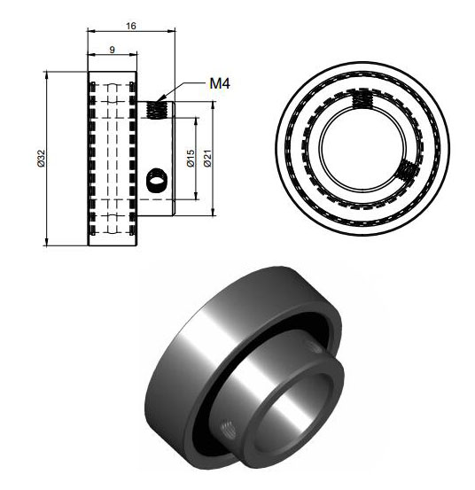 High Precision 15mm 6002 2RS Custom Made Bearings Extended Inner Ring With M4 Screws