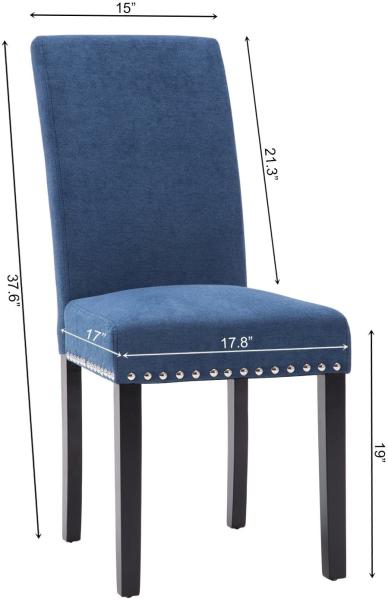 Copper Nails Upholstered Fabric Parsons Dining Chairs , Upholstered Seat Dining Chairs