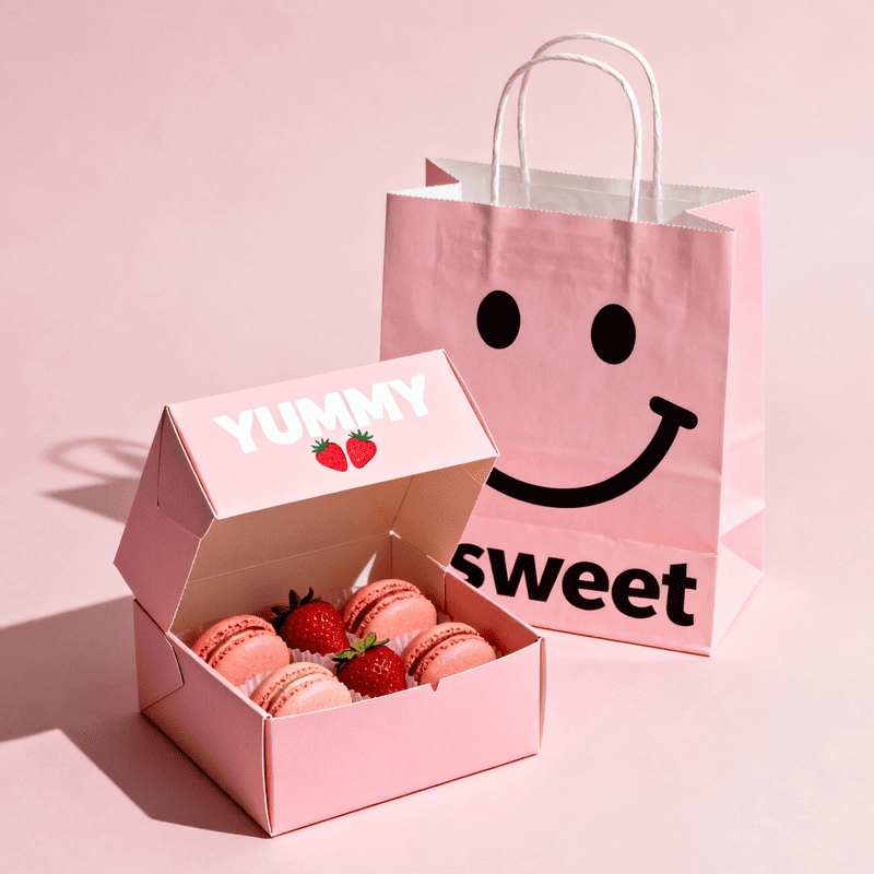 Custom Design Logo Corrugated Box Food Grade Printing Foldable Cake Food Cookie Bread Pastry Donut Macaron Paper Packaging Boxes