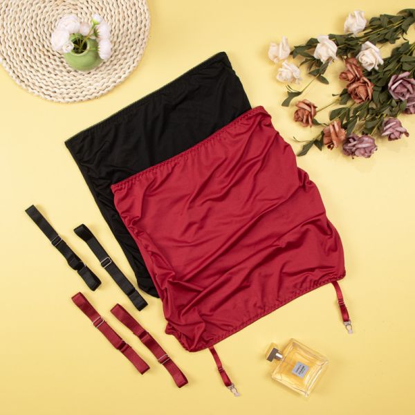 Wholesale Bra Suit Fun Thin Bottom Front Button Underwear Nylon Smooth Pure Ice Silk Skirt Gloves Underwear Set for Women