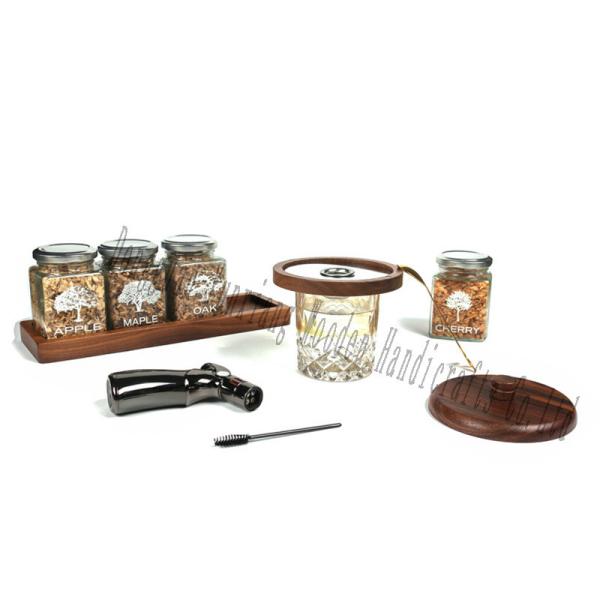 Kit de fumeur de cocktail, kit de fumeur à l'ancienne pour boisson bourbon whisky, kit de fumeur infuseur avec 4 saveurs chips de bois