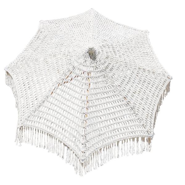 Contemporary Design Style Outdoor Patio Macrame Parasols Beach Wood Umbrella 2.5mm Wooden Pole