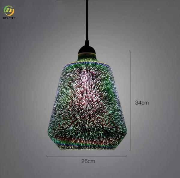 Lustres suspensos para cozinha moderna CE E27 decoração em vitrais 3D para lustres de bar de restaurante