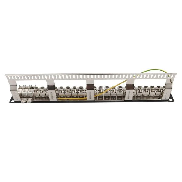 ANSHI 19 Inch 1U Height 24 Ports STP Shielded Rack Mount Patch Panel for Networking