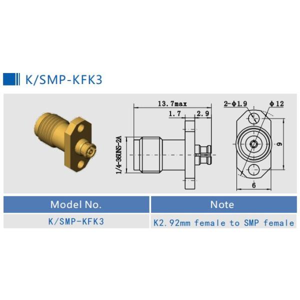 Женщина переходника k соединителя RF нержавеющей стали к типу SMP женскому прямому