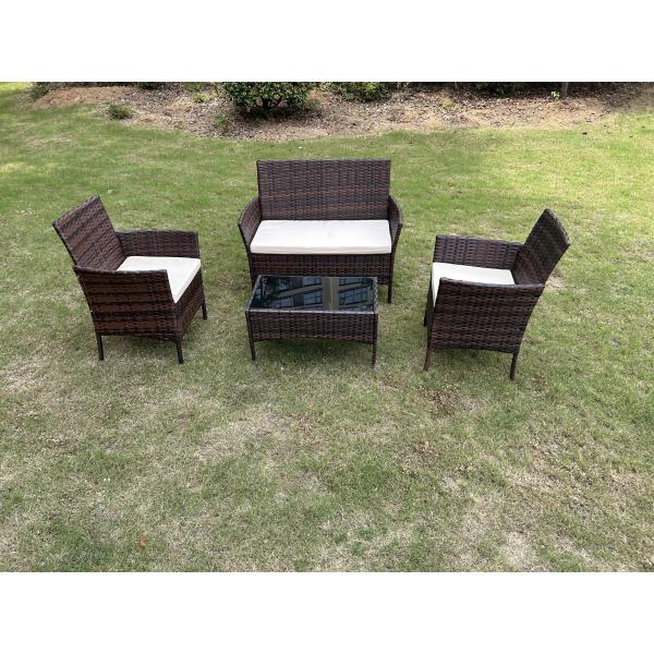 China Factory Wholesale Rattan Sofa Waterproof Design Indoor Outdoor Sofa Table Chair Dining Desk Ottoman Furniture Set