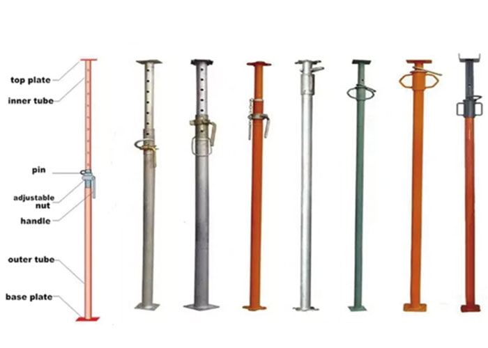 Adjustable Height Scaffolding Steel Props Powder Coated Finish Heavy Duty