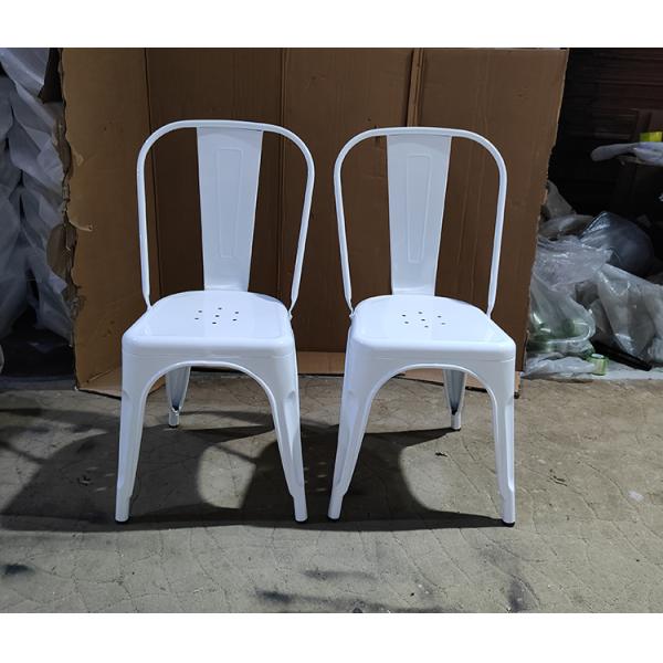 Chaise de salle à manger en métal empilable pour le ménage Chaises de bistrot en métal orange vintage