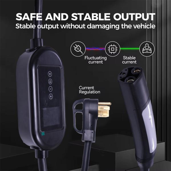 16A 3.7kW 1 Phase EV Charger with Cable Waterproof for Electric Vehicles White/Black Box Type LCD Indicator Light