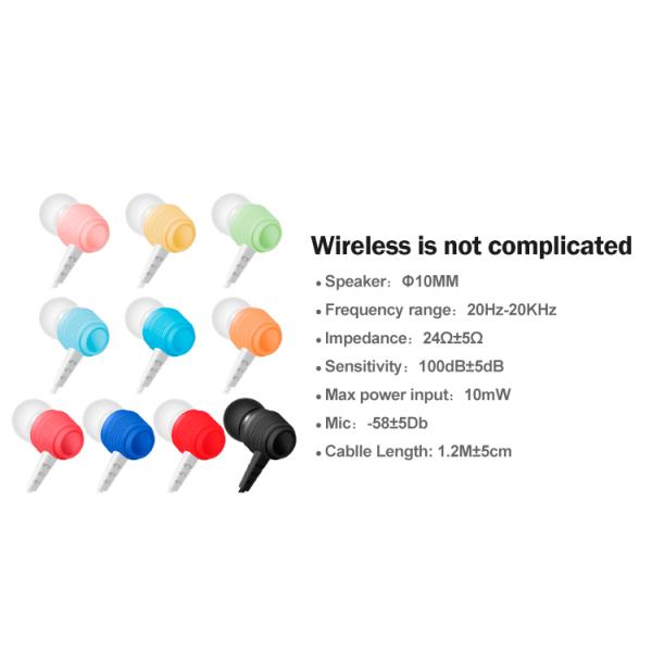 3.5mm Plug 10mW Heavy Bass Wired Earphones With Volume Control