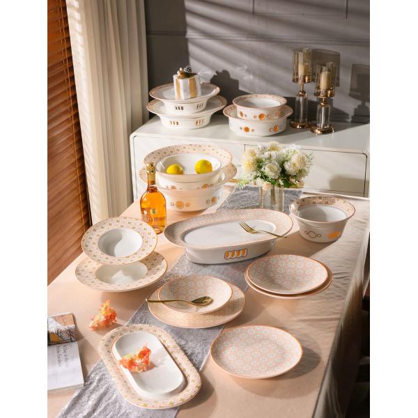 Костная Китайская столовая набор Роскошные керамические столовые тарелки Тарелки Кубки Кубки