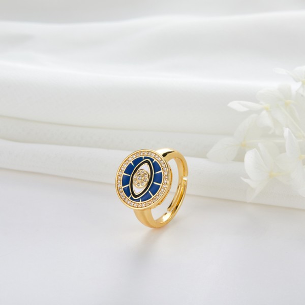 14K Gold Plated Jewelry Dainty CZ Micro Pave Cubic Zirconia Adjustable Ring Women