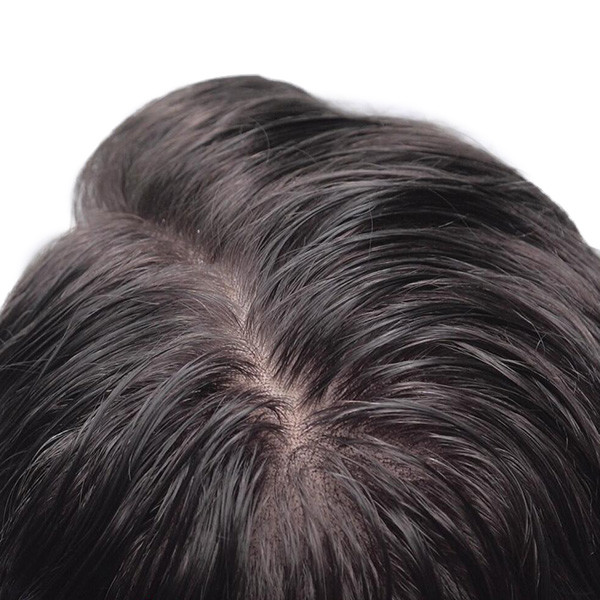Straight 4 Inches Stock Hair System 7x9 Natural Black Mens Hair Replacement