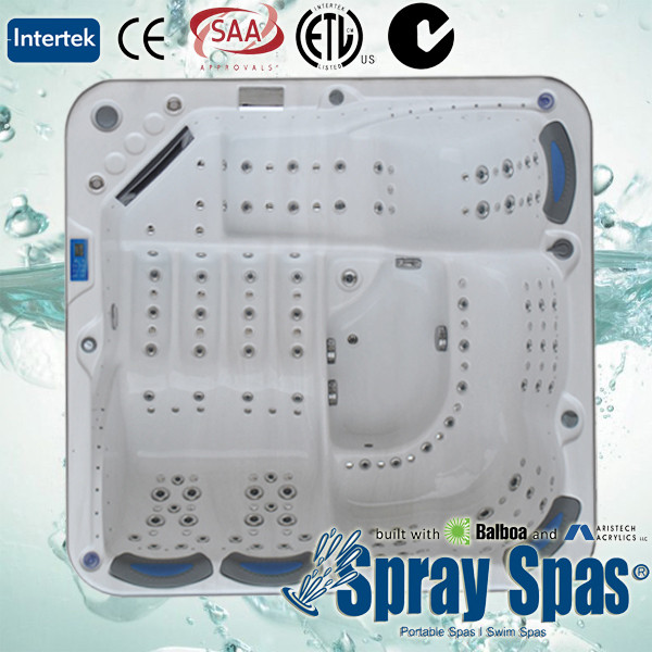 Square acrylic whirlpool massage outdoor luxury bath tubs with 4 seats and 3 lounges