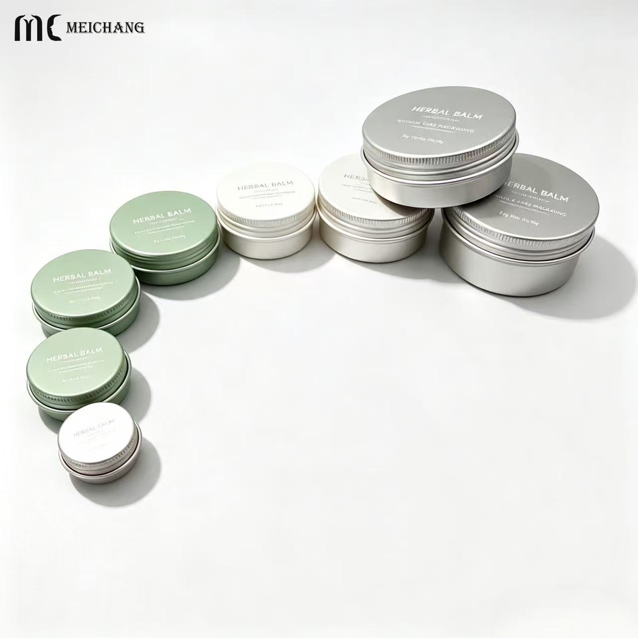 5-80g Refillable Round Aluminum Jar with Screw Lid for Solid Balm Packaging(MC-806)