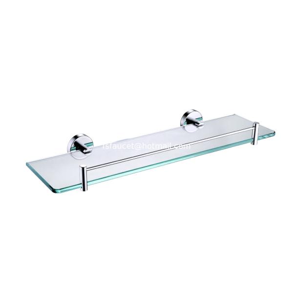stainless steel material holder dual tier glass bathroom shelf