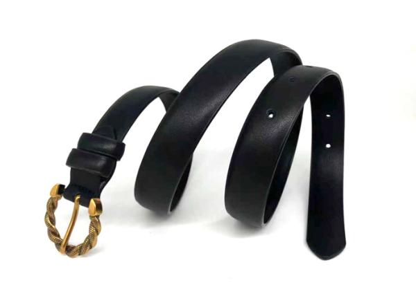 Black 2.5cm Women's Fashion Leather Belts Metal Pin Buckle