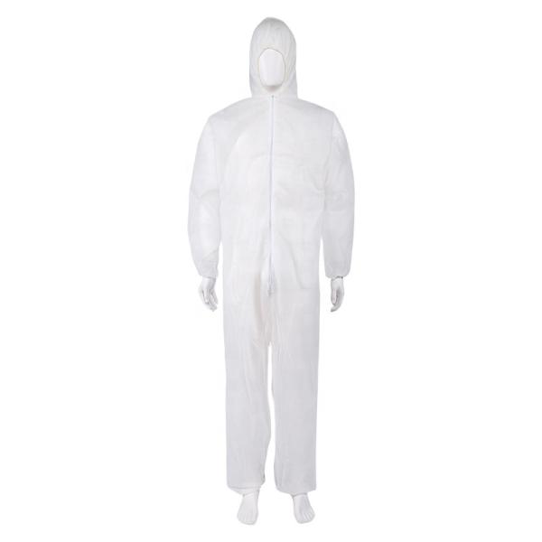 Elastic Hood Disposable Protective Coverall Mens Overalls With Zip Front Single Layer