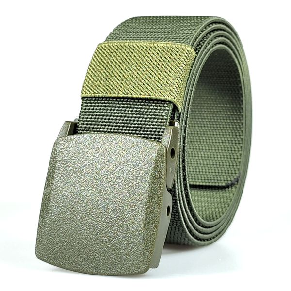 DANSKY Custom Logo Fabric Belt with Heat Cut Tail Plate Flip Buckle Elastic Stretchy Nylon Webbing Belt