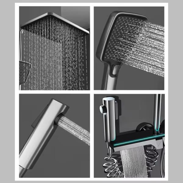 Constant Temperature LED Digital Shower System Set with Waterfall and Rainfall Options