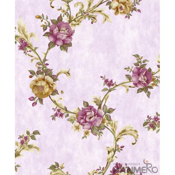 Strippable Room Decorating Wallpaper Floral Design PVC Wallcovering Professional Supplier