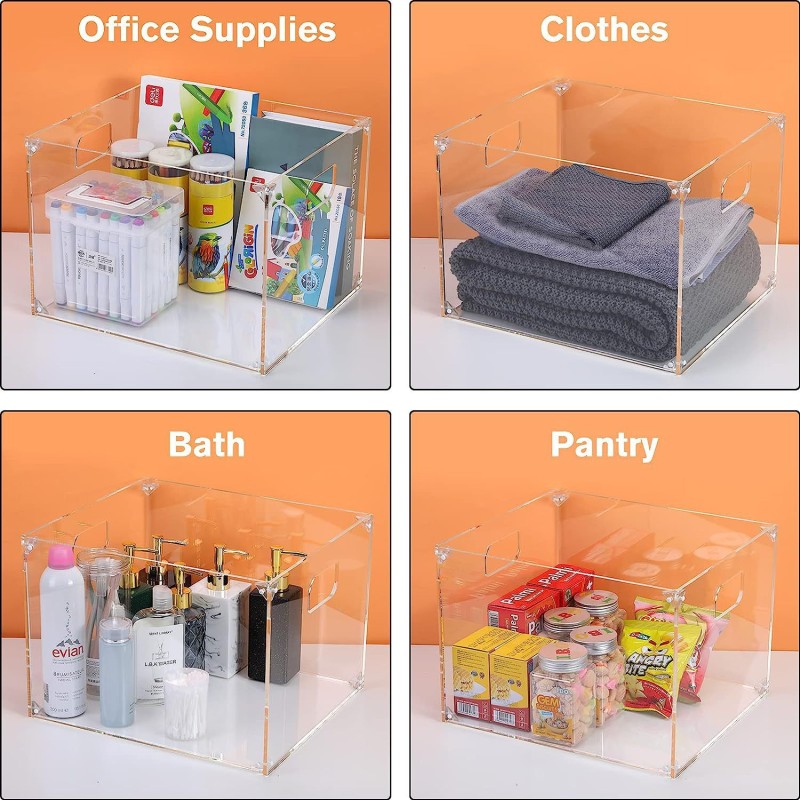 Acrylic File Holder with Handles Acrylic File Organizer Clear File Box for Folder Holder Desktop Organizer