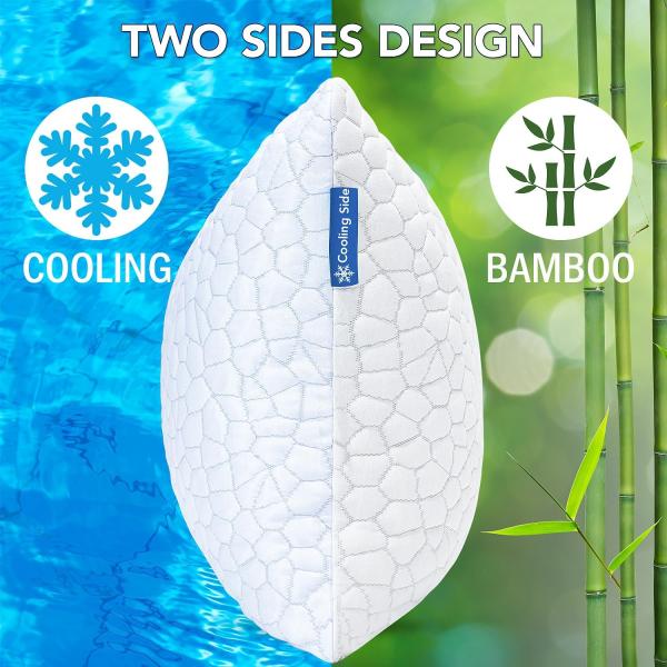 Anti Dust Mite Cooling Gel Pillow Adjustable Bamboo Pillow for Side and Back Sleepers