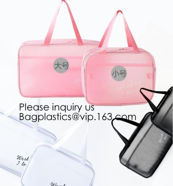 Easy Carrying Small Transparent Pvc Cosmetic Pouch,Shiny Glitter Pvc Cosmetic Pouch Bag With Three Pouch, bagease, bagpl