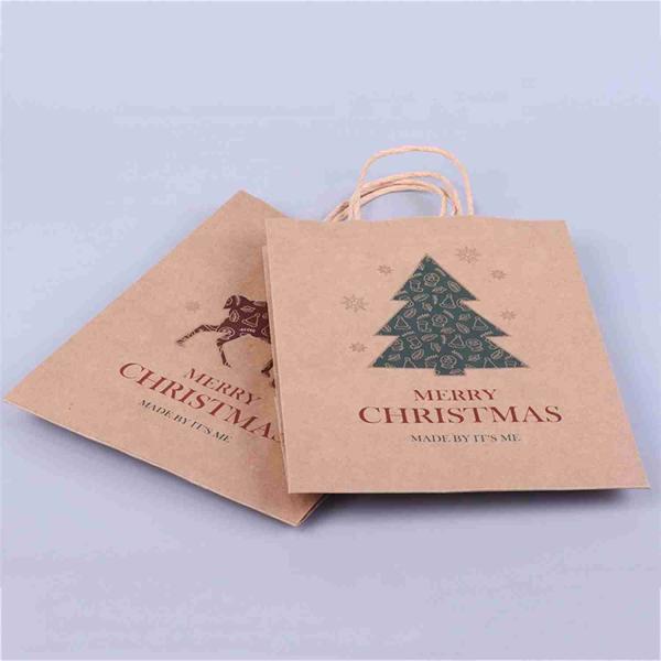 16x6x12 Christmas Kraft Bags Bulk Brown Kraft Bags Custom Printed