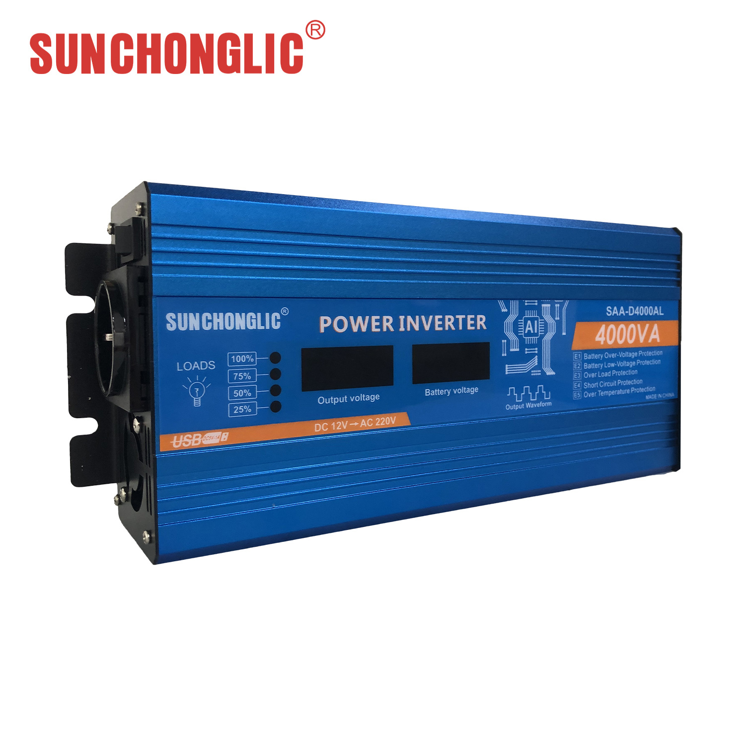 SAA-D4000AL High Power Modified Sine Wave Inverter with 1400W Rated Power 3000VA Surge Power and LED Digital Meter