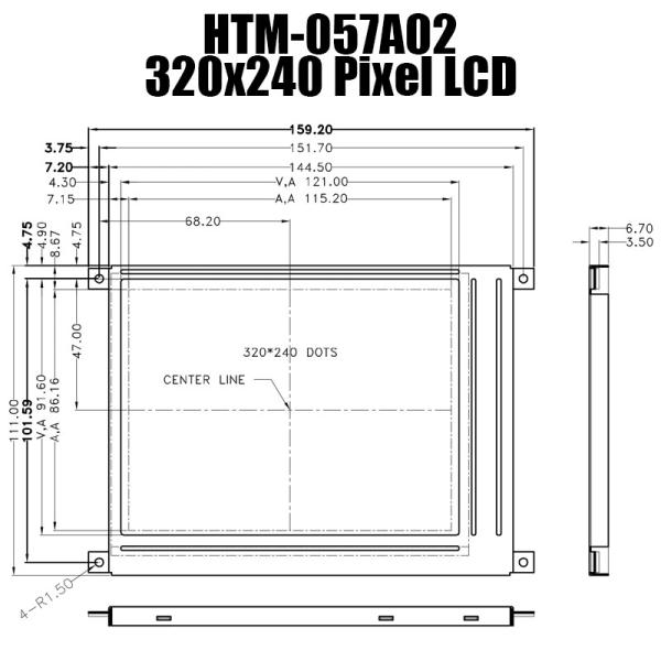 5,7 monitor legible mono Tft Lcd de la luz del sol de la resolución de la exhibición 320x240 del Lcd de la pulgada
