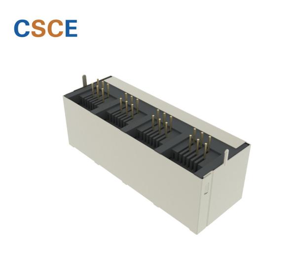 Full Shielded RJ11 Modular Jack 1 * 4 Port 6 Pins 6 Contacts Ni Plating Brass Shell