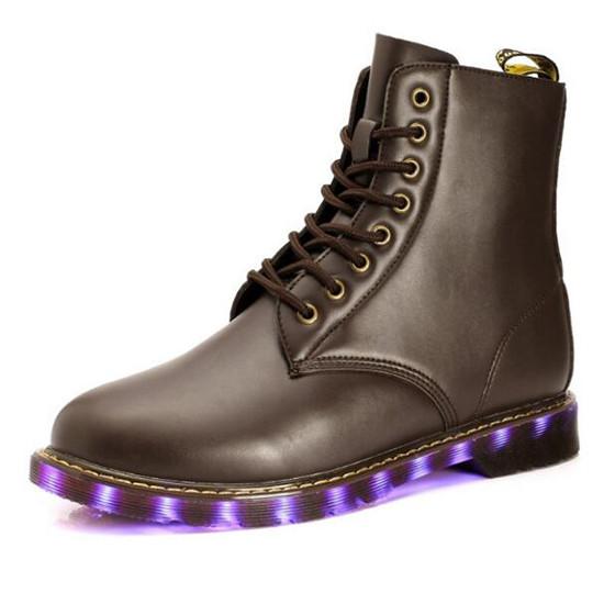 Winter Leather Rechargeable LED Sneakers For Adult 35 - 45 Size Breathable