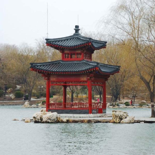 Газебо сада 3.8m павильона стиля виска Handmade китайское керамическое деревянное