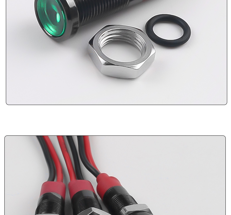 Versatile 6mm Oxidized Black Metal LED Indicator Lights Durable Wire Connection Compatible with 3V 6V 12V 24V 110V 220V