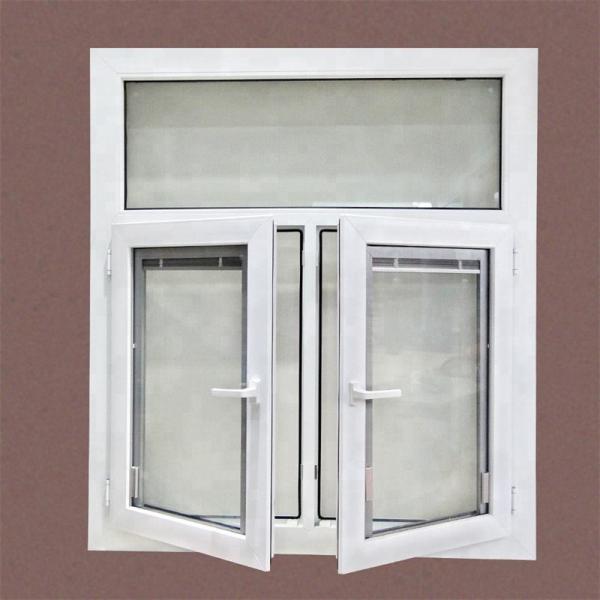 EPDM Double Sealing System Casement Windows With Blinds Plastic Window Frame White