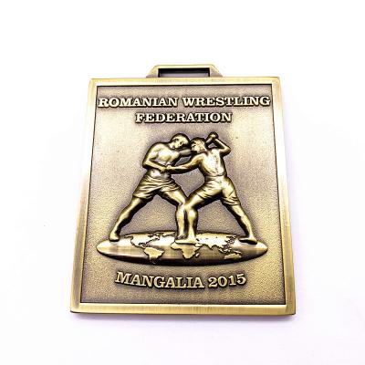 3D Double Sided Custom Metal Medals , Copper Plated Antique Gold Medal