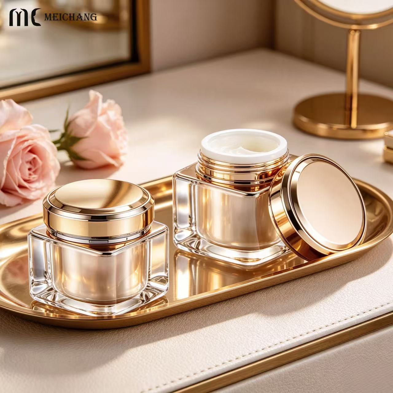 50g Double-Wall Crystal-Effect Square Cream Jar for Premium Skincare Packaging(MC-Y-570)