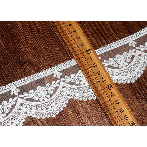 Bridal Embroidered Lace Trim Cotton Nylon Mesh Tulle AZO Free 5.5 CM Width