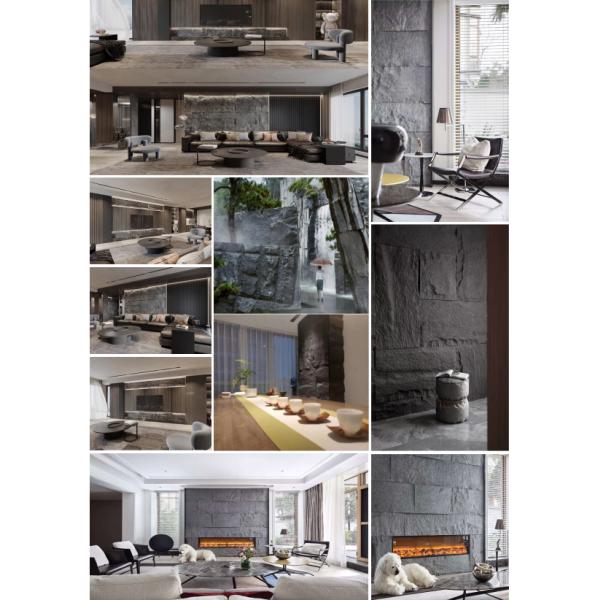 Серая панель Pu искусственная каменная для внешнего и внутреннего домашнего украшения