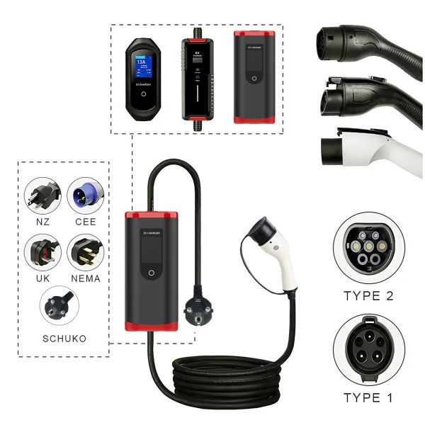 2024 2025 New Arrival 32A 7kw Charging TYPE 2 Electric Car Charger Portable EV Charger