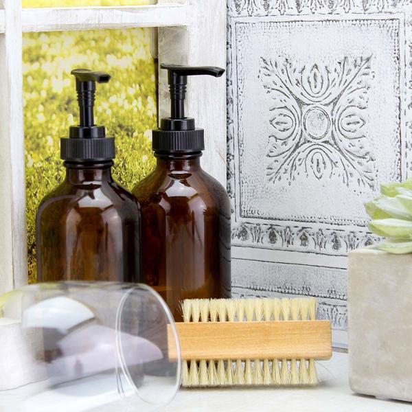 PET Brown 500ml Plastic Lotion Bottle With 28MM Black Pump