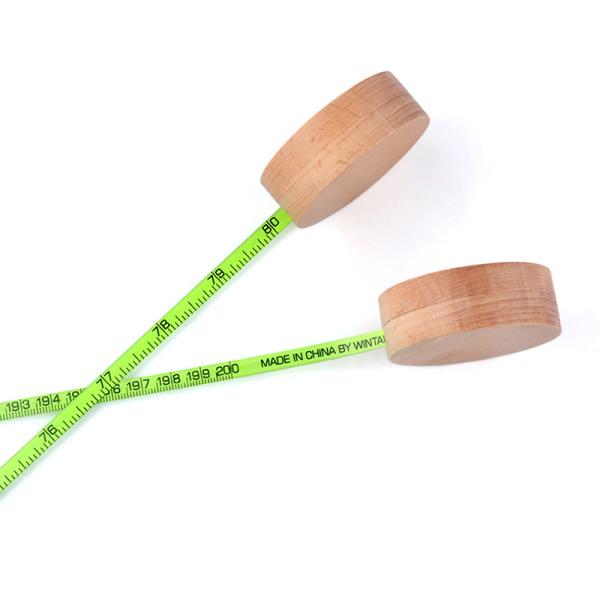 Wintape Custom Round Wooden Mini Steel Tape Measure Stand Out From The Crowd 1m 3ft Fluorescent Green blade measurement