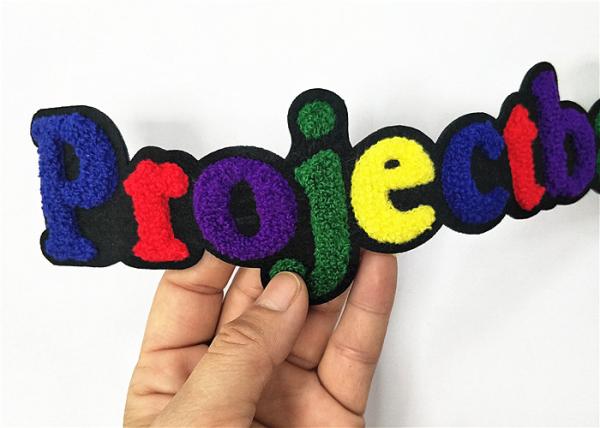 Durable Chenille Embroidery Iron On Patches Slogan Word  Used In  Hoodies