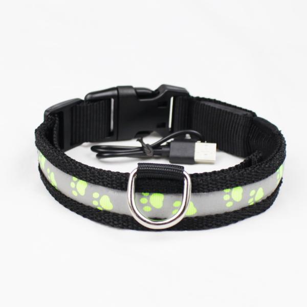 C903 Safety Nylon Webbing USB Rechargeable LED Pet Collar Leash Led Dog Collars in darkness