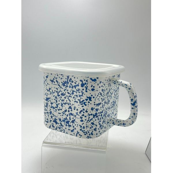 Carbon Steel Eco Friendly Enamelled Metal Square Noodle Pot Soup Pot Pasta Noodle Cereal Bowl Cup Lid Handle 12cm 14cm 15cm
